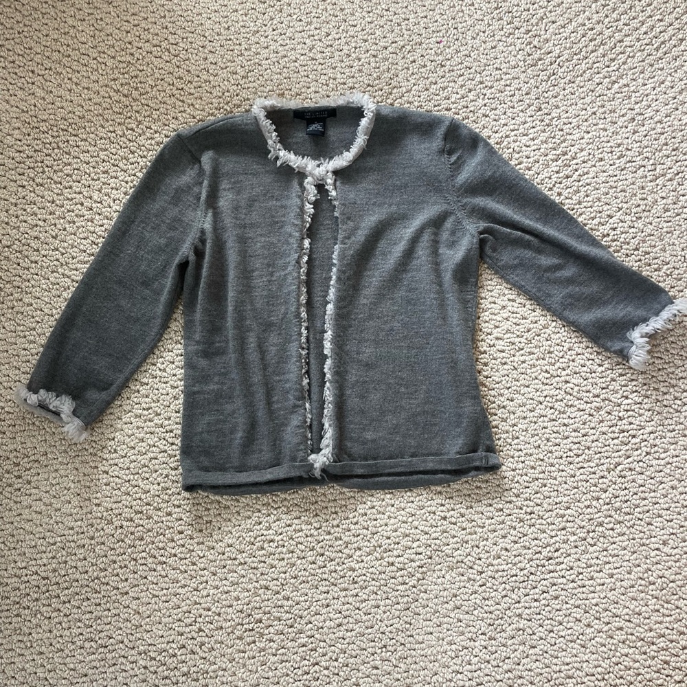 Gray Cardigan with White Trim